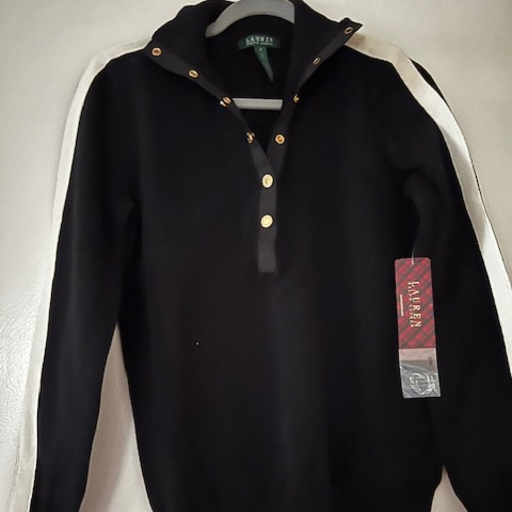 New Black and white 100% Cotton sweater by Lauren